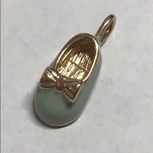 10K Vintage Sea Green Enamel Baby Shoe Charm